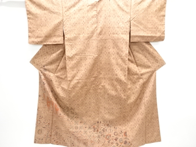 JAPANESE KIMONO / TSUMUGI TSUMUGI TSUKEBUKI-KIMONO / KARAFANA PATTERN